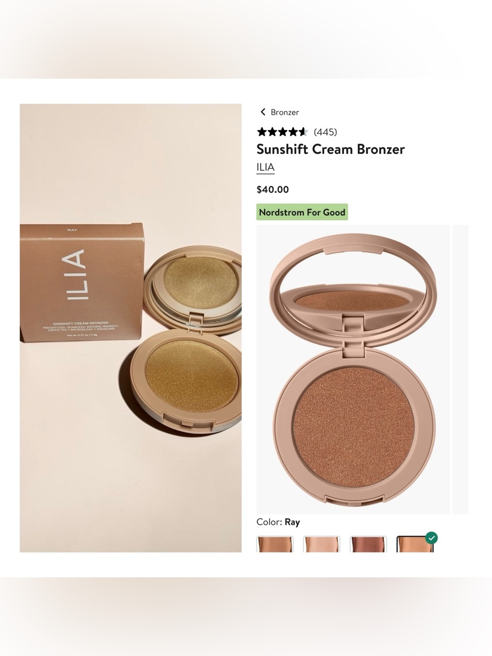 ILIA Sunshift Cream Bronzer in Shade Ray